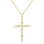 Delicate Vintage Gold Plated Clear CZ Cross Pendant