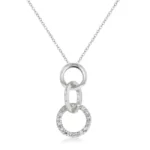 Rhodium Plated Finish Triplet Hoop Pendant