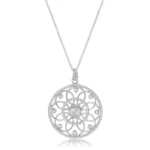 1.4 Ct Rhodium Pendant Necklace with Interlocking Circles and CZ