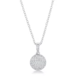 Rhodium Necklace with CZ Disk Pendant
