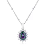 Rhodium Plated Mystic Petite Royal Oval Pendant