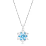 Rhodium Plated Brilliant Marquise Aqua Blue Snowflake Pendant