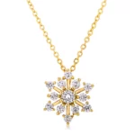 Contemporary Gold Plated CZ Snowflake Necklace