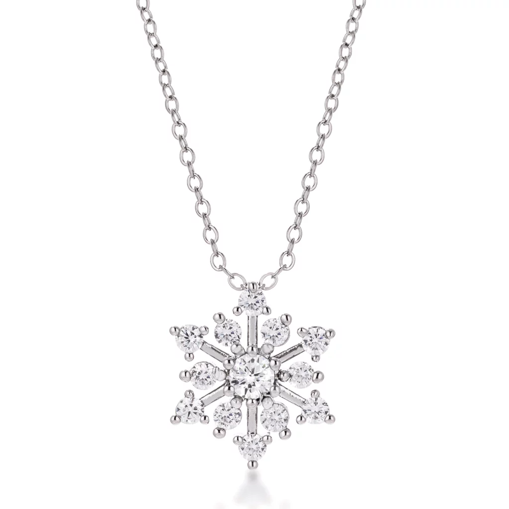 Contemporary CZ Snowflake Necklace
