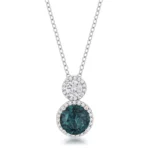 5Ct Rhodium Plated Blue Green Snowman CZ Pendant