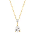 18K Gold Plated Double Pear CZ Drop Pendant Necklace