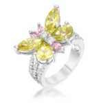 Rhodium Plated Butterfly Cocktail Ring