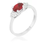 Miranna 1.2ct Garnet CZ Rhodium Classic Oval Ring