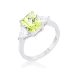 Classic Peridot Rhodium Engagement Ring