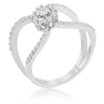 Joyce 0.4ct CZ Rhodium Delicate Floral Wrap Ring