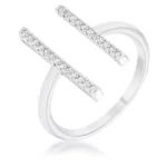 Sharna 12ct CZ Rhodium Parallel Contemporary Ring