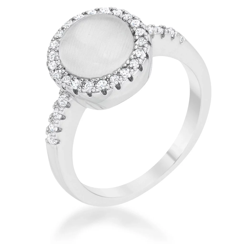 Patricia 0.3ct CZ White Cat's Eye Rhodium Classic Ring