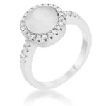 Patricia 0.3ct CZ White Cat's Eye Rhodium Classic Ring