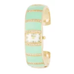 Gold Cuff Watch With Crystals - Mint